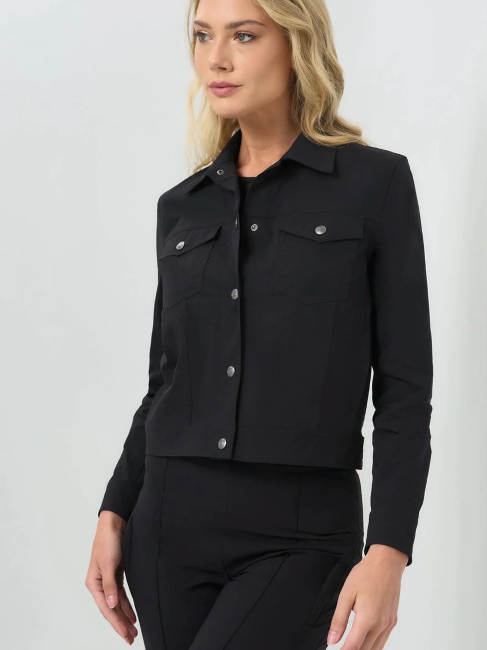 Anatomie Delilah Ultra Lightweight Black Denim Style Travel Jacket Size L